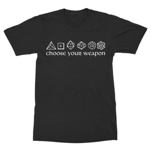 Choose Your Weapon Dice Shirt-T-Shirts-Shirtasaurus-Basic-S-Black-Shirtasaurus