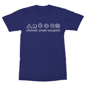 Choose Your Weapon Dice Shirt-T-Shirts-Shirtasaurus-Basic-S-Navy-Shirtasaurus
