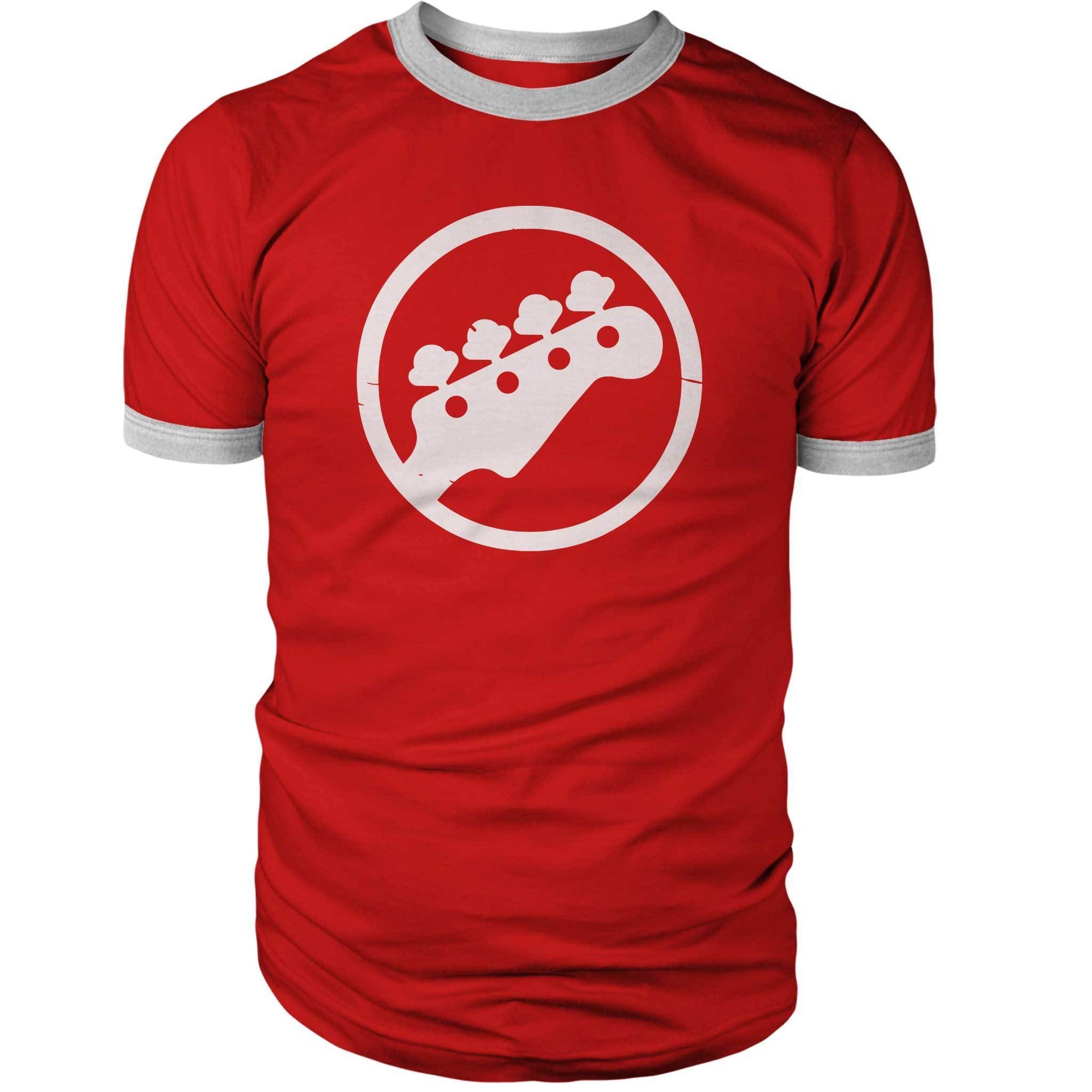 Scott Pilgrim Bass Logo Ringer Shirt-Ringers-Shirtasaurus-S-Red-Shirtasaurus